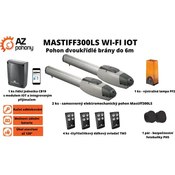 Pohon brány LongMastiff300LLS Wi-Fi IoT - pohon dvoukřídlé brány do 6 m