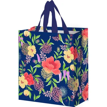 Taška lamino 14l květy modrá