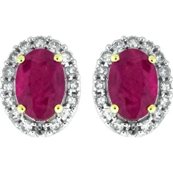 Náušnice Zlaté náušnice s rubínem a brilianty E2941RBY