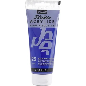 Vodová barva Akrylová barva Pébéo Studio Acrylics - 25 Opaque Light Ultramarine Blue Objem: 100 ml