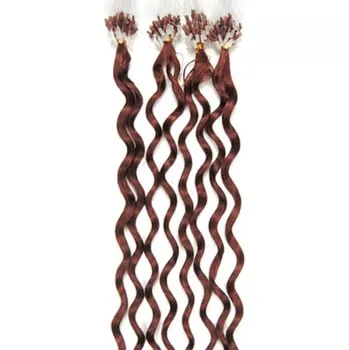 Příčesek Vlasy pro metodu Micro Ring / Easy Loop / Easy Ring 50cm kudrnaté – měděná 1 pramen 0,5 gramů
