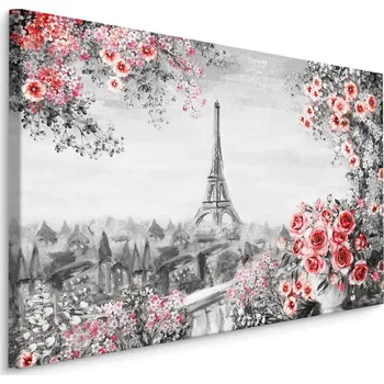 Plátno Květinový Balkon S Výhledem Na Eifferovu Věž Varianta: 40x30