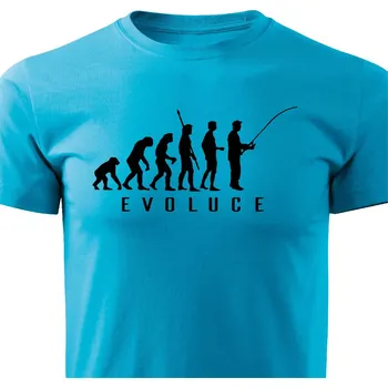 Pánská móda Pánské tričko Evoluce Barva: Tyrkysová, Velikost: XXXL