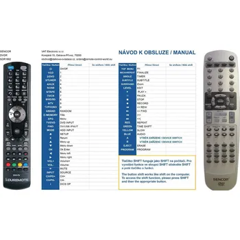 General SENCOR SDR-1602, SDR-1604, SDR-1605 - náhradní dálkový ovladač