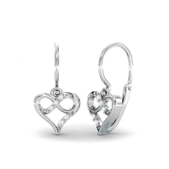 Náušnice SOLUNA Půvabné zlaté dětské DIAMANTOVÉ náušnice srdíčka s nekonečnem MEDEA bílé zlato