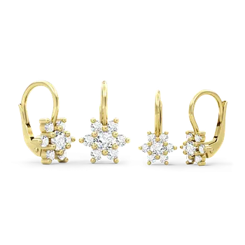 Náušnice SOLUNA Zlaté náušnice máma a dcera STAR se zirkony žluté zlato