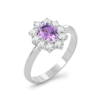 Prsten SOLUNA Luxusní zlatý prsten s fialovými zirkony SNOWFLAKE bílé zlato VELIKOST: 48 - 15,3 mm