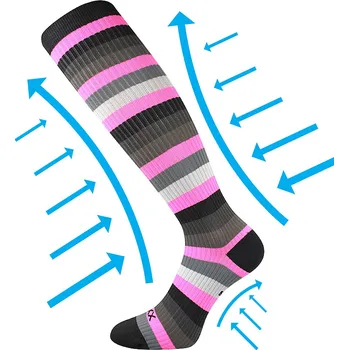 VOXX Podkolenky kompresní MULTIX pruhované neon růžové 35-38 116720