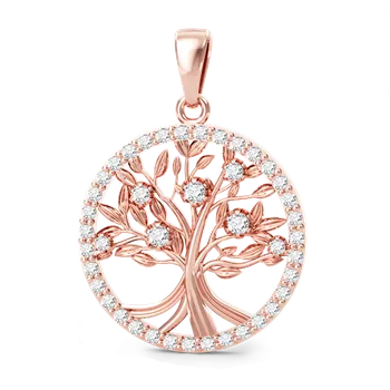 Přívěsek SOLUNA VIDA zlatý přívěsek se zirkony STROM ŽIVOTA růžové zlato