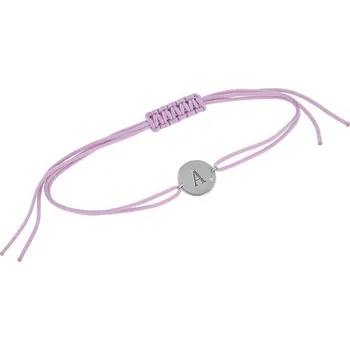 Náramek Stříbrný provázkový náramek s diamantem a gravírem písmene Frey