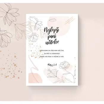 Plakát Plakát NEJLEPŠÍ PANÍ UČITELCE Rozměr plakátu: A4 (21 x 29,7 cm), Rámeček: Bez rámečku