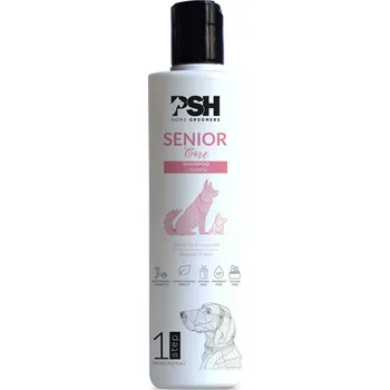 Kosmetika pro psa PSH Home Groomers - Šampon Senior Care 300ml (Šampon pro psí seniory proti zápachu, regeneraci epidermis&nbsp;z řady PSH Home Groomers. Senior Care je speciálně vytvořen tak, aby vyhovoval potřebám starších psů, minimalizoval nepříjemné pachy a přispíval ke)