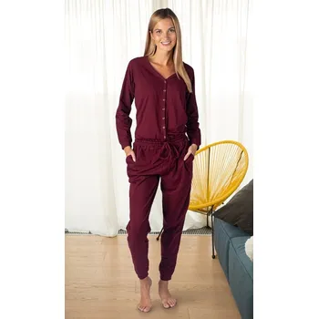 Dámské pyžamo Dámský overal sangria L - červená