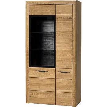 police Marsala 12 vitrína vysoká, široká, dub medový/černý mat