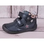 D.D.step Celoroční kožené boty obuv BAREFOOT D. D. step A063-318 kotníkové kovově šedé antracitové s hvězdami a leopardím motivem velikost: 35