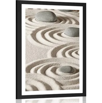 Plakát Dovido Plakát s paspartou Zen kameny v písčitých kruzích
