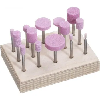 Příslušenství k brusce Lukas Sada brusných tělísek, 14 kusů, pro ocel a litinu, stopka 3 mm, speciální korund, LUKAS