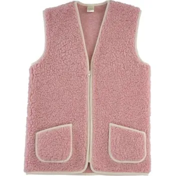 Dámská vesta Vesta Merino růžová zip 5XL