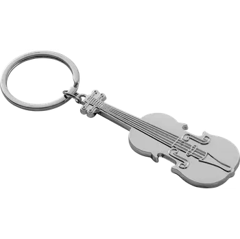 Přívěsek na klíče kovový - Housle - Stříbrné