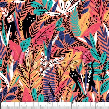 Zakázkový tisk, softshell, kočárkovina... Kočky v trávě Látky k tisku: Kočárkovina