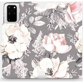 Pouzdro na mobilní telefon Flipové pouzdro na mobil Samsung Galaxy S20 Plus - MX06S Květy na šedém pozadí