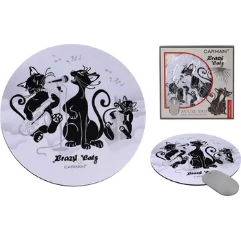Podložka pod nábytek Carmani® Carmani - Podložka pod počítačovou myš Crazy Cats, kočičí kapela - 20*20*0,3 cm