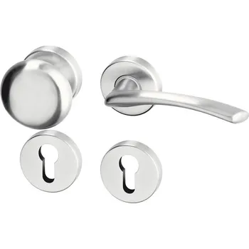 Dveřní kování AC-T SERVIS Dveřní klika Slza matný nikl - kulatá rozeta Provedení kliky: Koule/klika - levá, Mechanizmus rozety: Plastová konstrukce