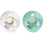 BIBS Colour dudlík z přírodního kaučuku 2 ks White / Mint - velikost 2 (6-18m.)