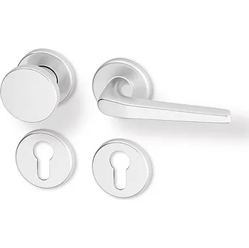 Dveřní kování AC-T SERVIS Dveřní klika MONTE přírodní hliník - kulatá rozeta Provedení kliky: Koule/klika - levá, Mechanizmus rozety: Plastová konstrukce