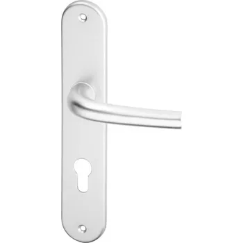 Dveřní kování AC-T SERVIS Dveřní klika ANNA přírodní hliník - oválné štítové kování 90 mm Provedení štítu: PZ - fabkový klíč