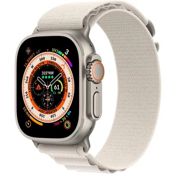 Chytré hodinky Apple Watch Ultra 49 mm, titan s hvězdně bílým alpským řemínkem S