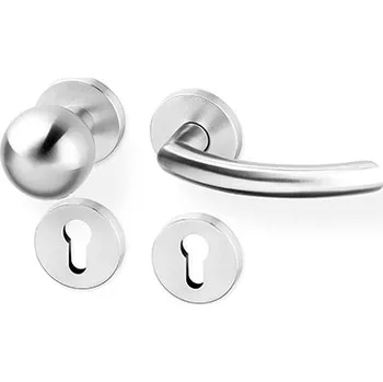 Dveřní kování AC-T SERVIS Dveřní klika GINA nerez SlideBloc - kulatá rozeta Provedení kliky: Koule/klika - levá, Mechanizmus rozety: SlideBloc