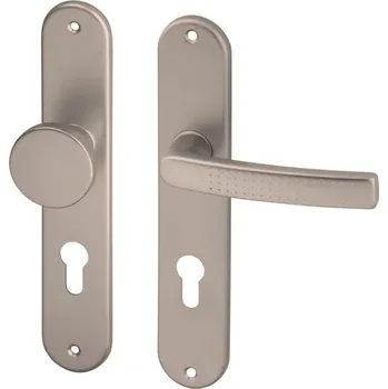 Dveřní kování AC-T SERVIS Dveřní klika ROSA efekt nerez - oválné štítové kování 72 mm Provedení štítu: Koule/klika - pravá