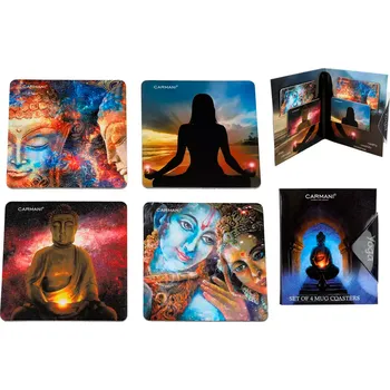 prostírání Carmani® Carmani - Korkové prostírání pod skleničky Jóga v dárkovém balení 4 ks - 10*10 cm