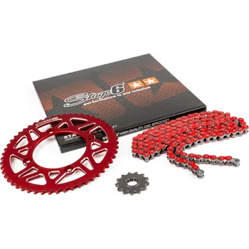 Řetězová sada 13x53 - 420 Stage6 alu CNC červená Beta RR