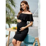 Těhotenské minišaty střihu s volánem - Černé XL Barva: Černá, Velikost: XL