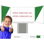 Consulta Třídílná keramická magnetická tabule Triptych 400/200x120 cm na zvedacím stojanu, bílá tabule, zeleno/bílá křídla PRO-T88SZBBBZ