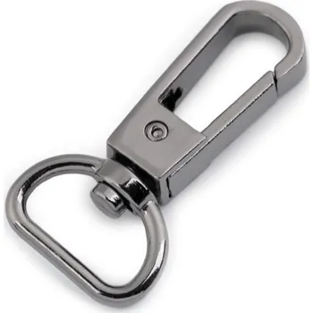 Kovová karabina otočná, průvlek 15 mm, barva 3 nikl černý