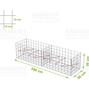 Plot Gabionový koš 200 x 50 x 50 cm oko 10 x 10 cm, bez vrchní sítě