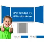 Consulta Třídílná keramická magnetická tabule Triptych 400/200x120 cm na zvedacím stojanu, modrá tabule, modrá křídla PRO-T88SMMMMM