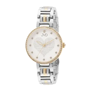 Hodinky JVD Dámské srdíčkové stříbrno-zlaté náramkové hodinky JVD JG1032.2 (POŠTOVNÉ ZDARMA!!)