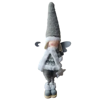 Vánoční dekorace IDARY Vánoční anděl stojící 35cm šedý