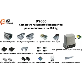Pohon brány DY600 kompletní řešení pro samonosnou posuvnou bránu do 600 kg