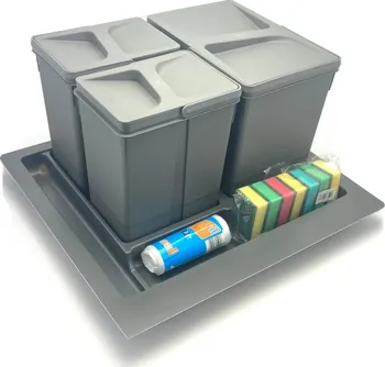 Odpadkový koš Praktik systém odpadkových košů do zásuvky pro skříňku 60 cm 1x 12 + 2x 6 l antracit