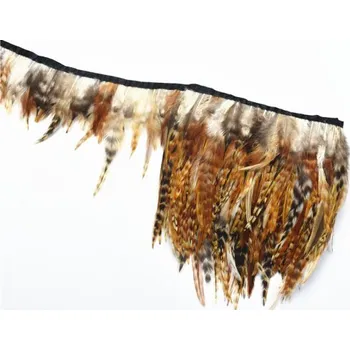 Prýmek z krůtího peří 12-15 cm, přírodní, melír