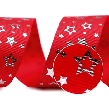 Jedlá dekorace na dort Rypsová stuha - vánoční hvězda - červená - 25mm - 5m