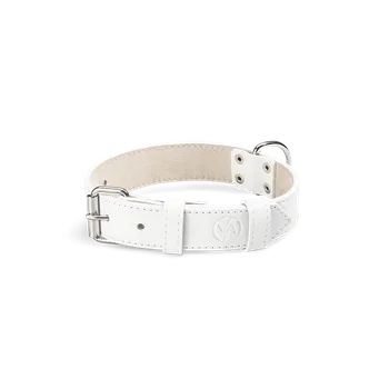 Obojek pro psa Vasky obojek White 35 mm - kožený obojek pro psy bílý | česká výroba ze Zlína One size EU
