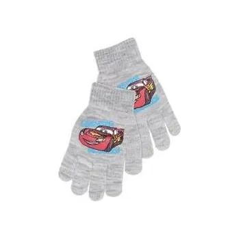 Čepice SUN CITY Prstové úpletové rukavice CARS šedé s modrým nápisem UNI 2-8let