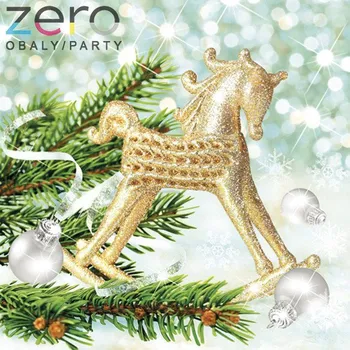 Papírový ubrousek Ubrousky 'Maki' 33 x 33 cm 3N (20 ks) - (Vánoce) houpací kůň na stromečku