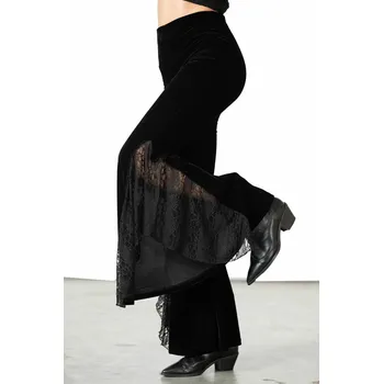 Dámské kalhoty kalhoty dámské KILLSTAR - Mahina Velvet Bell Bottoms - Black - 4XL